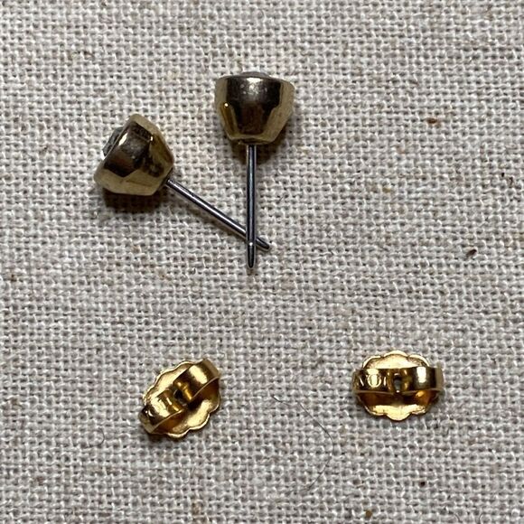💛 Vintage Avon Gold Tone Crystal Stud Earrings - Picture 3 of 4